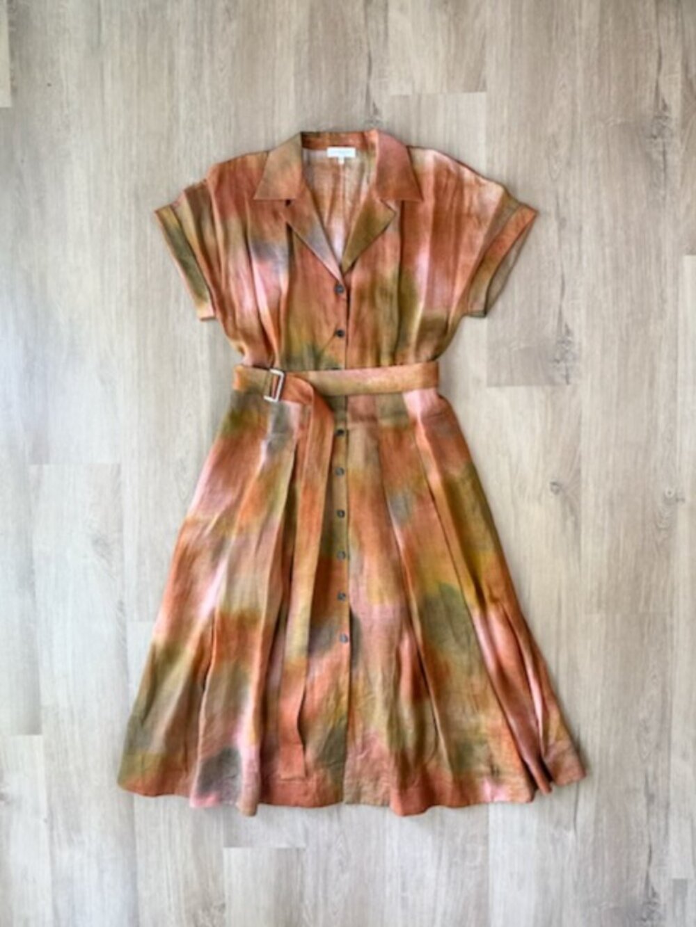 Lafayette 148 Watercolor Belted Midi Shirtdress MEDIUM - Picture 3 of 12